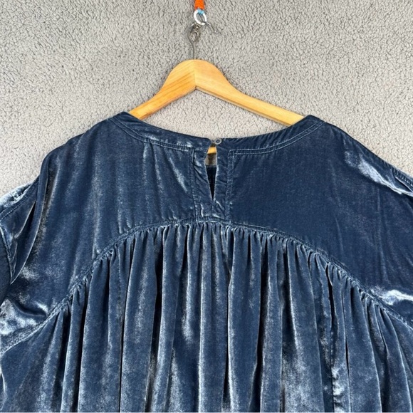 Free People We The Free Moon Coty blue velvet boho tunic woman top size Small - Picture 8 of 13